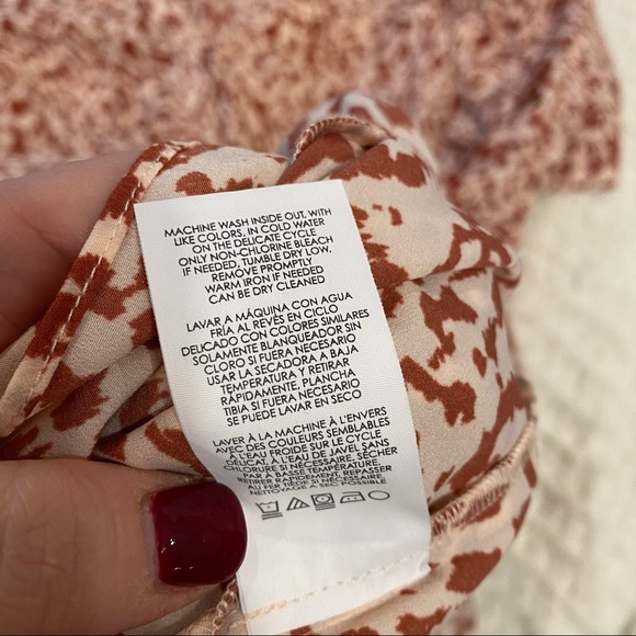 CABI Terra Cotta & Cream Patterned Dress with Ruffle Hem - Picture 9 of 10